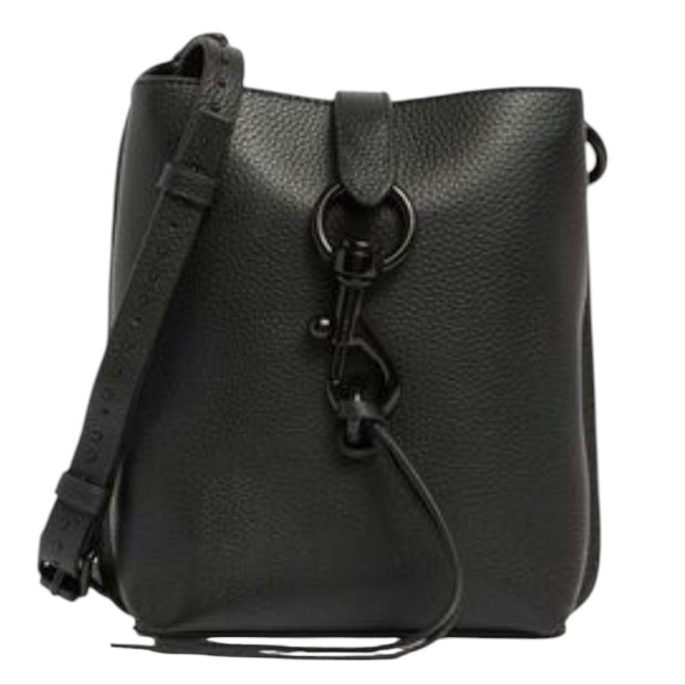 Rebecca Minkoff Megan Mini Feed Bag Black Leather Crossbody